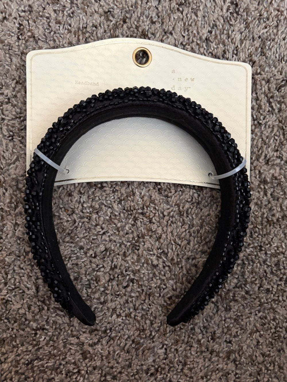 a new day Black Beaded Padded Headband with Sparkle